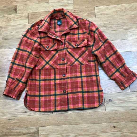 wild fable Jackets & Blazers - Wild Fable pink and Orange Plaid oversized  shacket